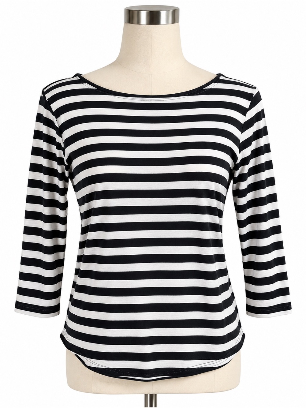 Westbound Black & White Striped Long Sleeve Top